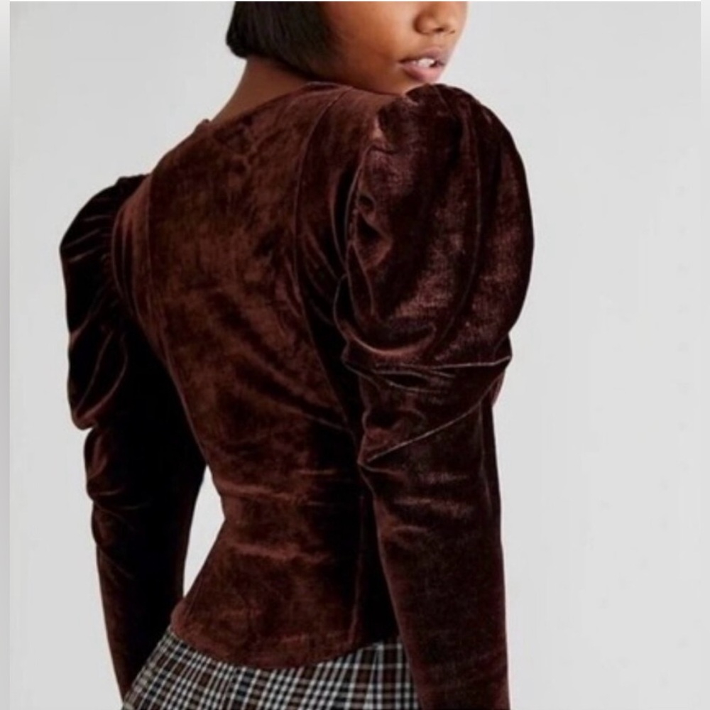 NWT Free People Chocolate Brown Velvet Top
